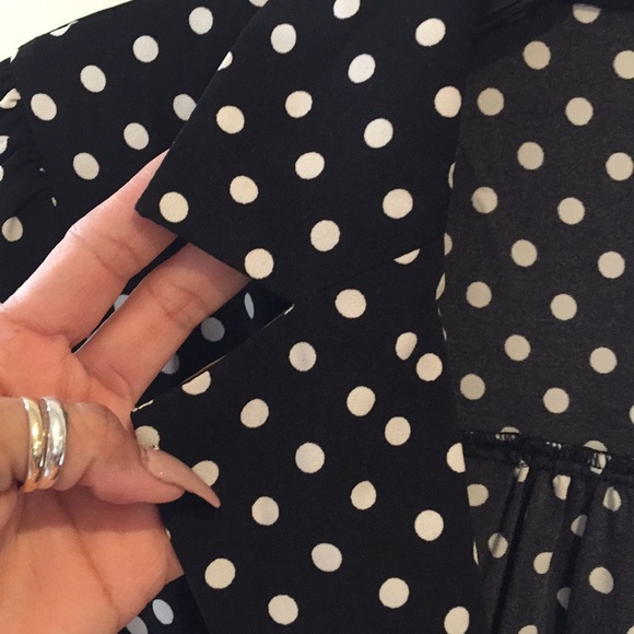 Black polka-dot mid-dress - Picture 2 of 8